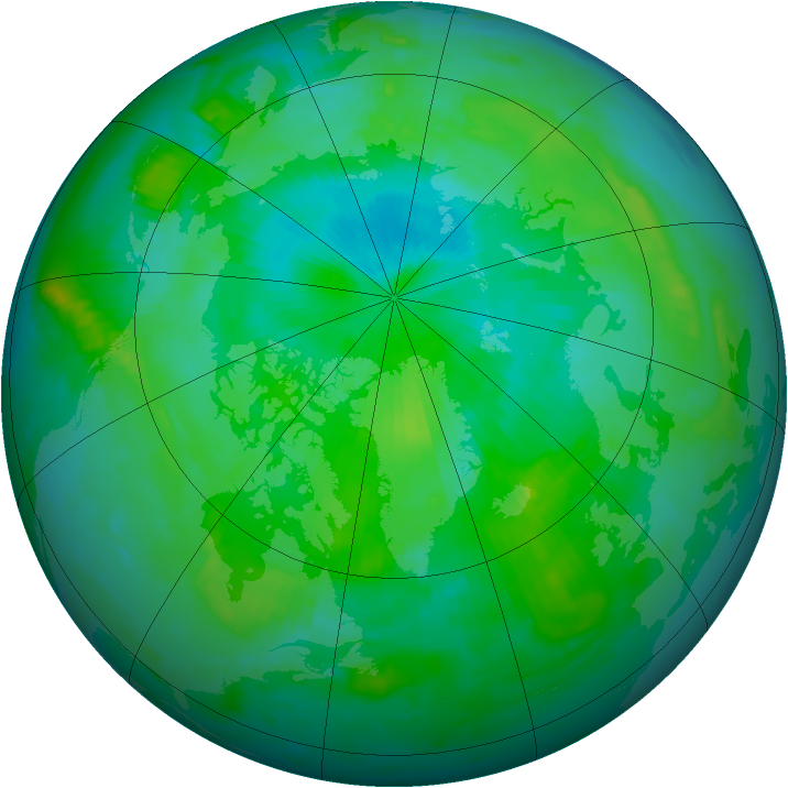 Arctic ozone map for 09 August 1996